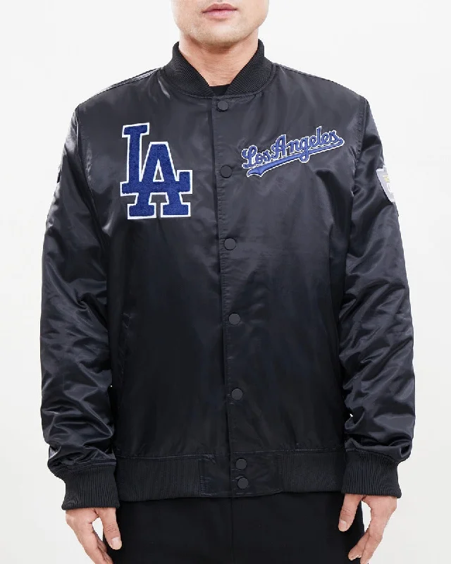 MLB LOS ANGELES DODGERS MEN'S SATIN JACKET (BLACK)