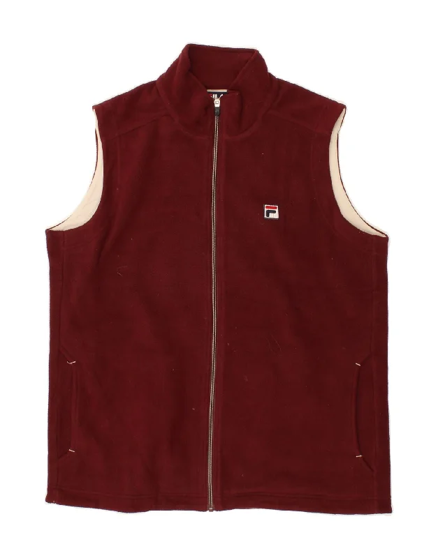 FILA Mens Fleece Gilet UK 38 Medium Maroon Polyester