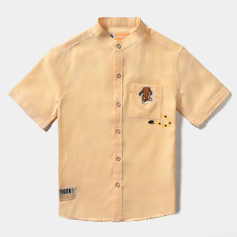 Boys Oxford Casual Shirt H/S (Tiger)- Yellow