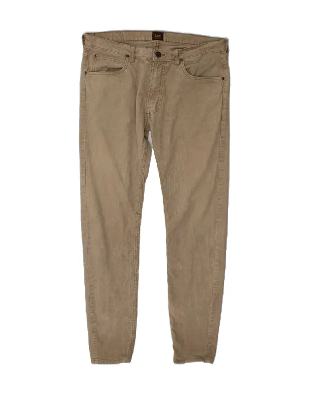 LEE Mens Luke Slim Corduroy Trousers W34 L32 Beige Cotton