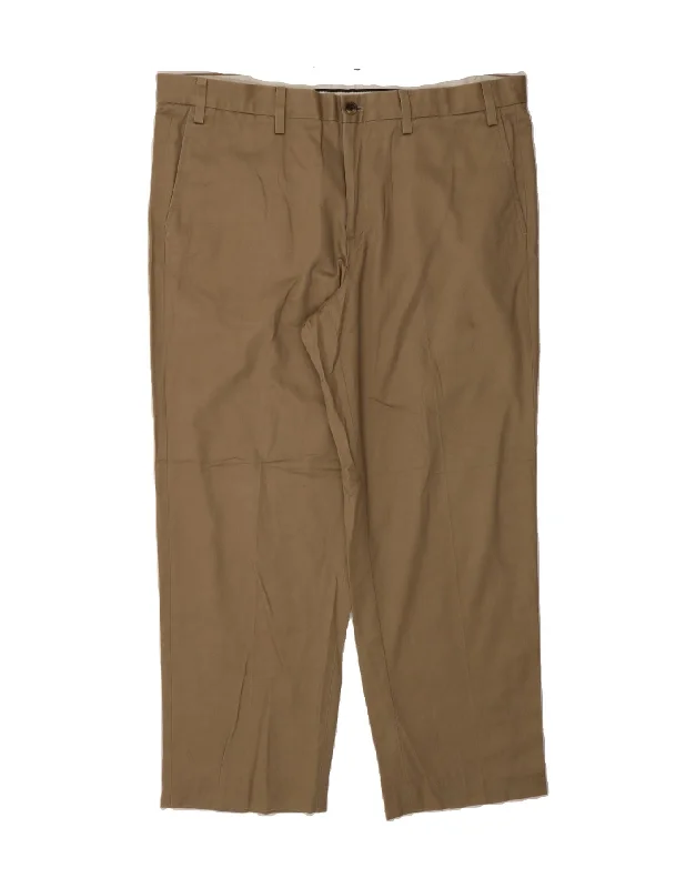 EDDIE BAUER Mens Straight Chino Trousers W40 L30 Brown Cotton