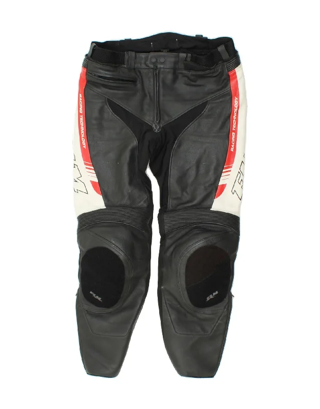 FLM Mens Moto Racer Trousers IT 58 4XL W38 L31 Black Colourblock Leather