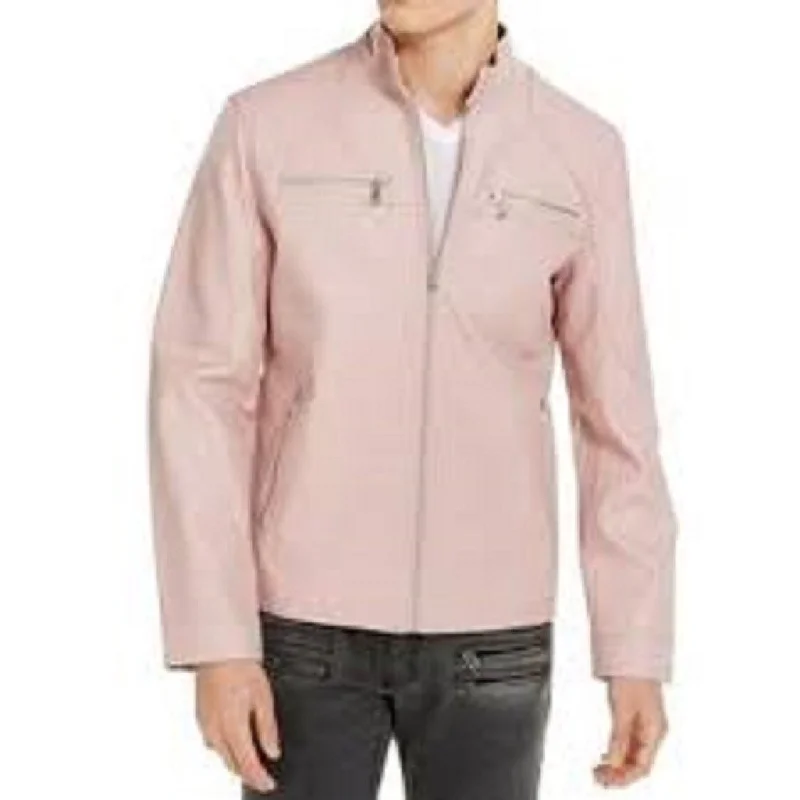 INC International Concepts Men's Washed Faux Leather Jacket Pink Size Small