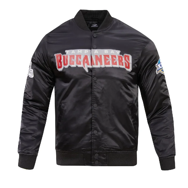 NFL TAMPA BAY BUCCANEERS BIG LOGO MEN'S SATIN JACKET (BLACK)