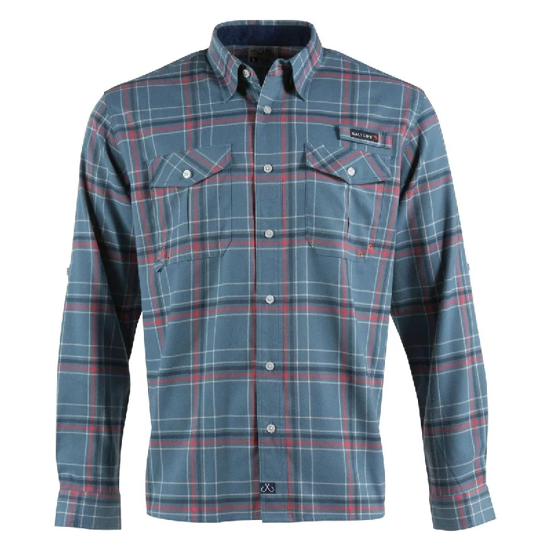 Salt Life Mens Flannel Plaid Button-Down Shirt