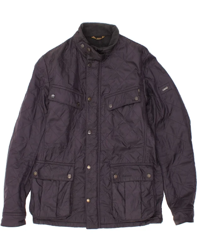 BARBOUR Mens Quilted Jacket UK 38 Medium Navy Blue Polyester