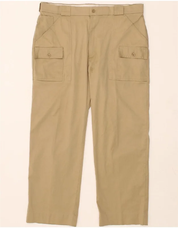 L.L.BEAN Mens Straight Cargo Trousers W36 L28 Beige Polyester