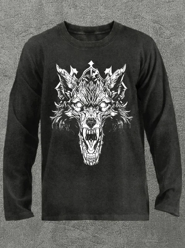 fierce wolf Washed Gym Long Sleeve Shirt