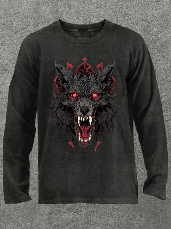 fierce wolf Washed Gym Long Sleeve Shirt