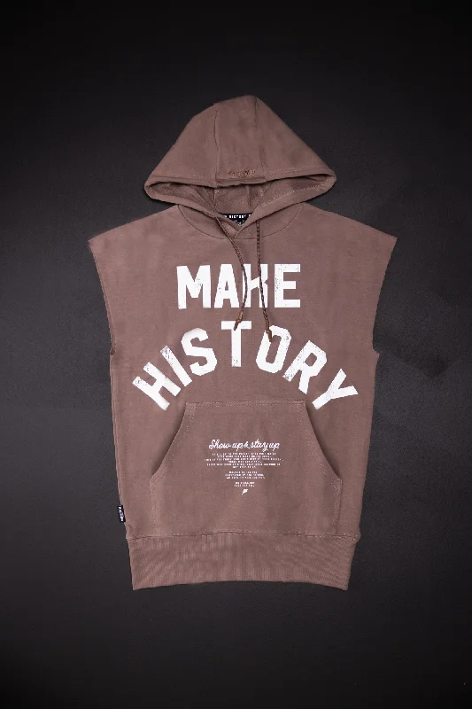 MAKE HISTORY - SLEEVELESS HOODIE - EARTH