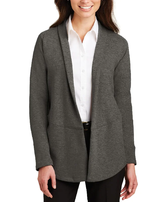 Women's Long Sleeve Open Front Interlock Cardigan