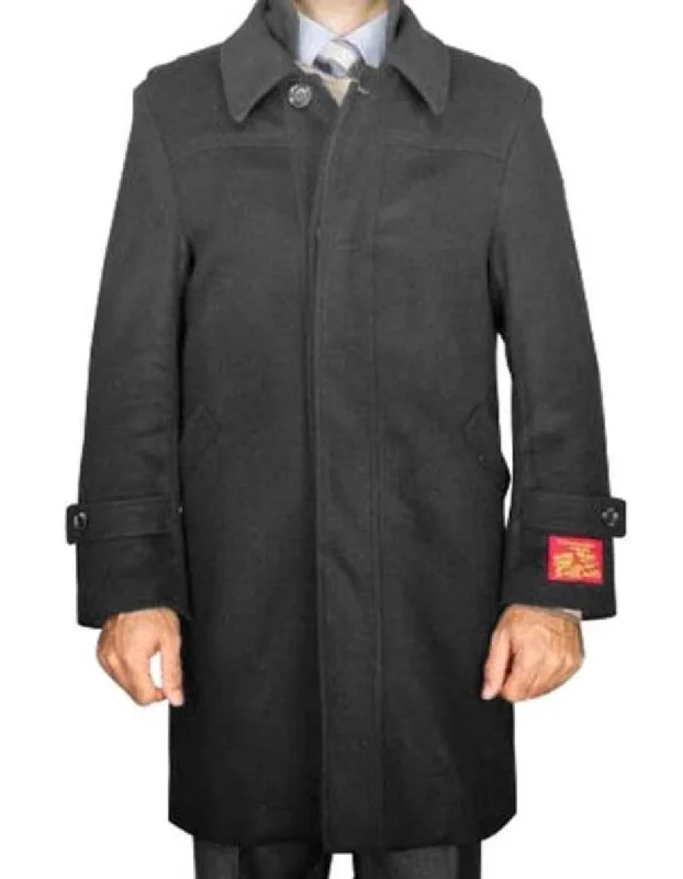 Mens Overcoat - Topcoat For Men - Winter Fabric - Dark Grey Wool Modern Coat - Mens Cashmere Overcoat