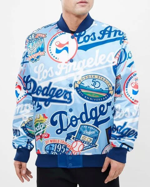 MLB LOS ANGELES DODGERS AOP MEN'S SATIN JACKET (BLUE)