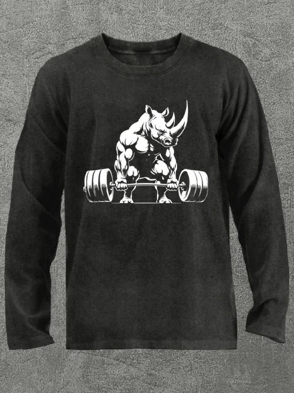 weightlifting rhino Washed Gym Long Sleeve Shirt