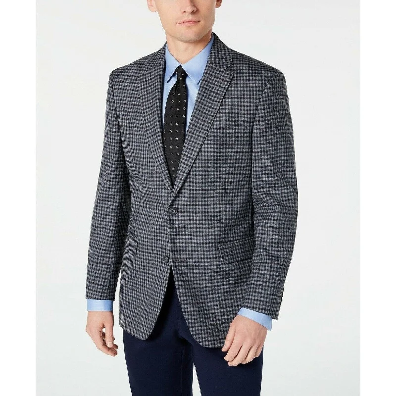 Tommy Hilfiger Men's THFlex Stretch Check Sport Coat Gray Size 44 Short