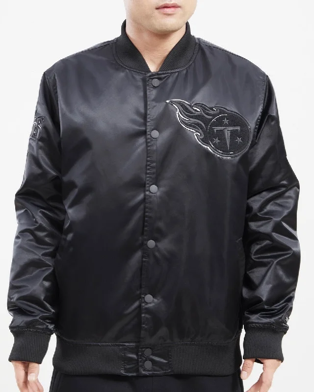 NFL TENNESSEE TITANS TRIPLE BLACK MEN'S SATIN JACKET (TRIPLE BLACK)