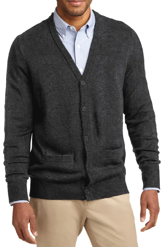 Men's Long Sleeve Button Down V-Neck Cardigan Sweater with Pockets