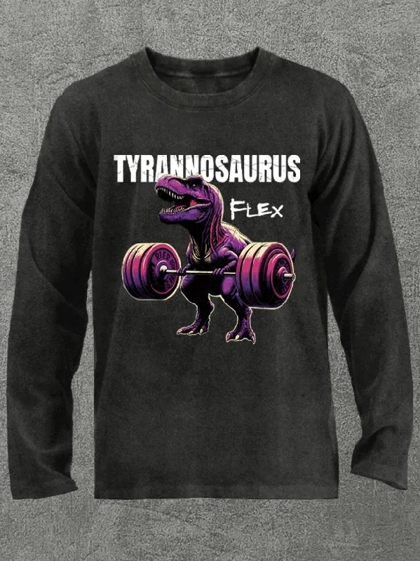 tyrannosaurus flex Washed Gym Long Sleeve Shirt