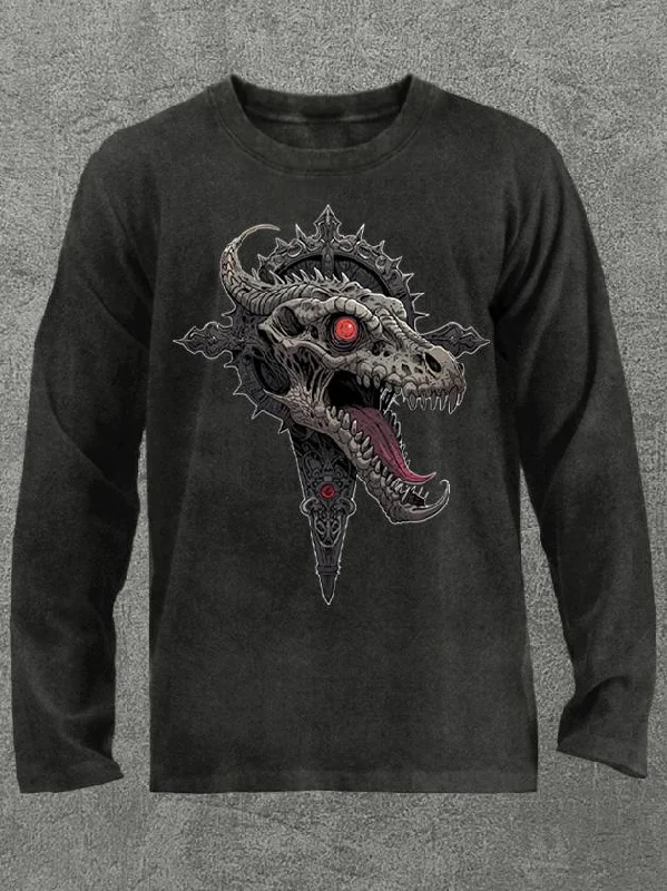 fierce crocodile Washed Gym Long Sleeve Shirt