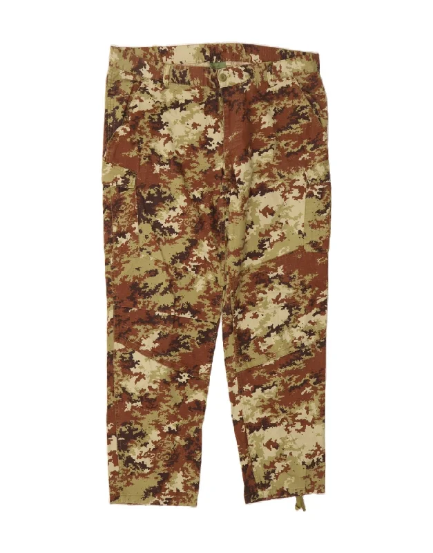 VINTAGE Mens Straight Cargo Trousers IT 56 3XL W40 L33 Brown Camouflage