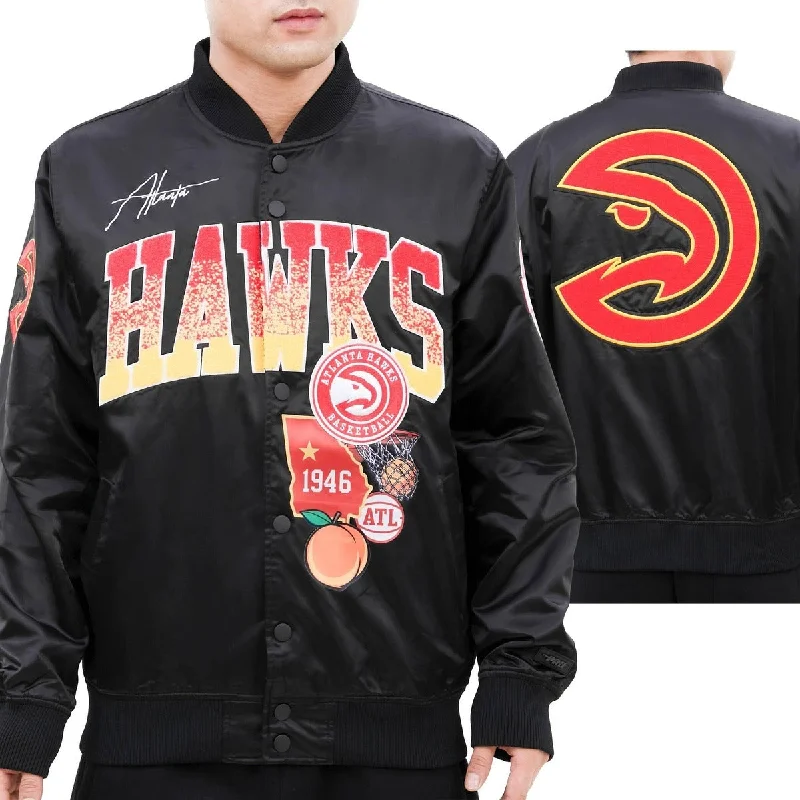 NBA ATLANTA HAWKS HOMETOWN MEN'S SATIN JACKET (BLACK)