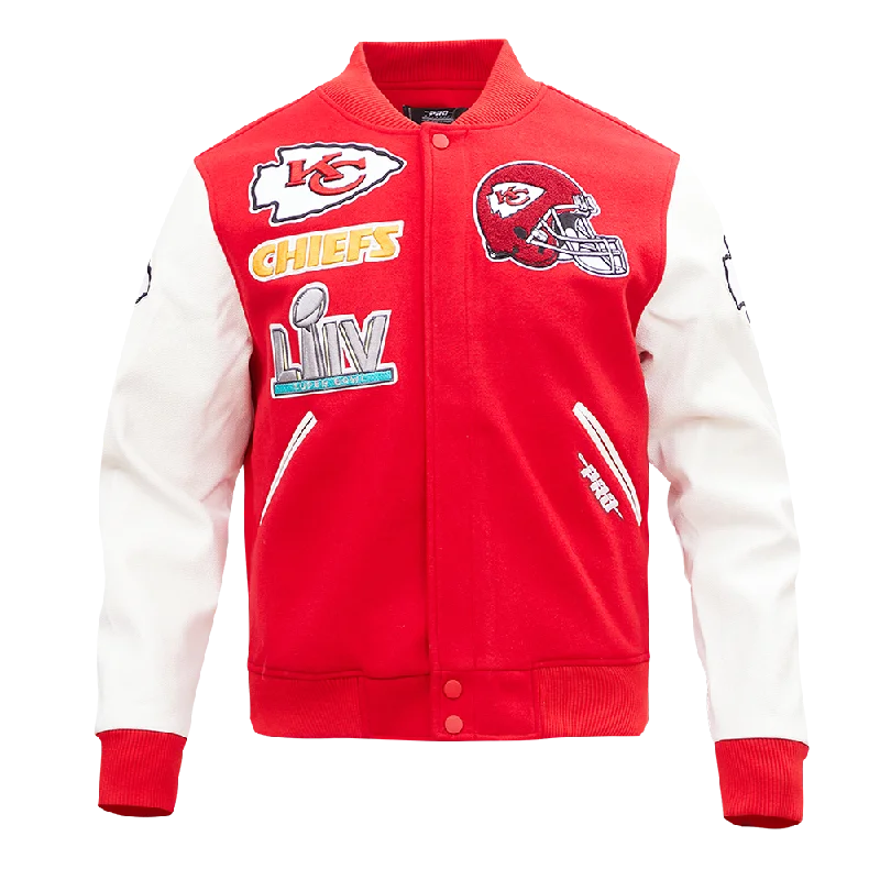 NFL KANSAS CITY CHIEFS MASH UP WOOL VARSITY JACKET (RED / WHITE)