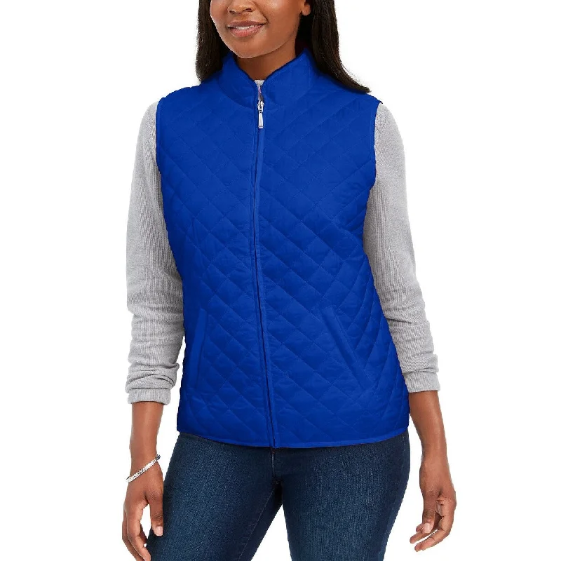 Karen Scott Women's Sport Quilted Puffer Vest Blue Size Small