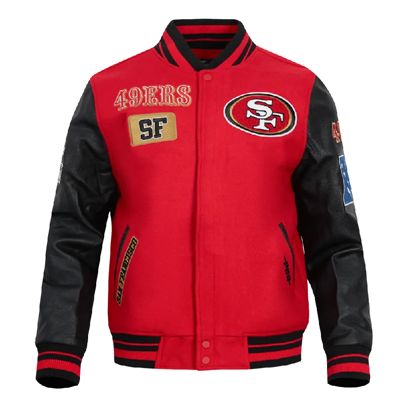 NFL SAN FRANCISCO 49ERS AREA CODE MEN'S RIB WOOL VARSITY JACKET (RED/BLACK)