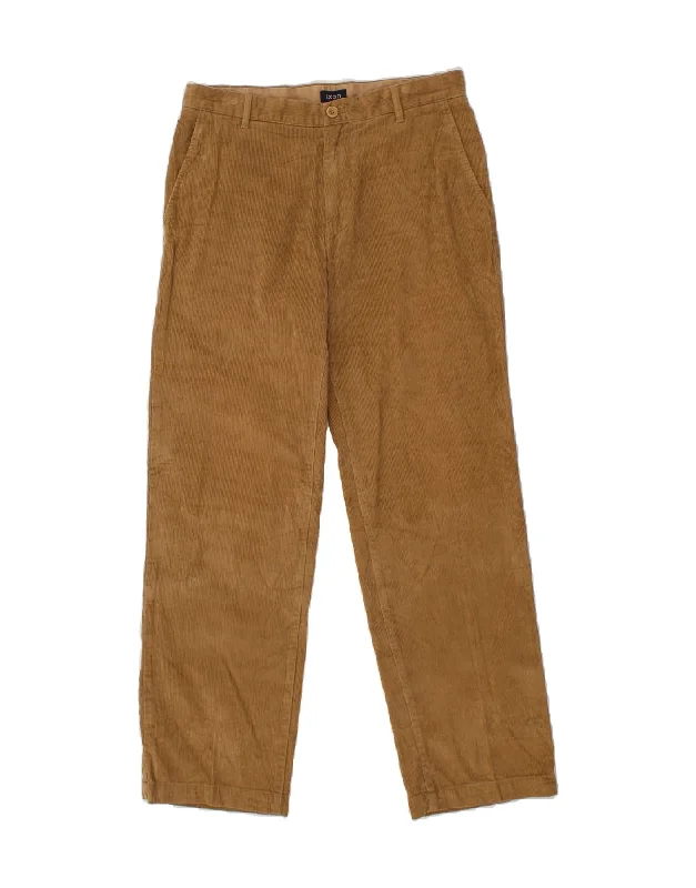 IZOD Mens Straight Corduroy Trousers W32 L32 Brown Cotton