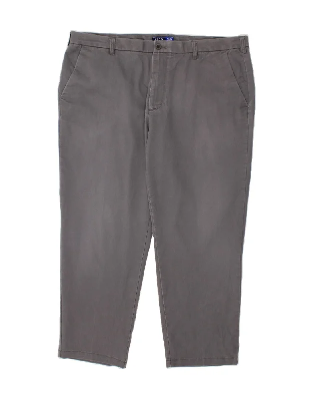 IZOD Mens Straight Chino Trousers W42 L30 Grey Cotton