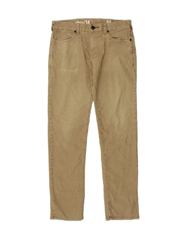 HURLEY Mens Slim Corduroy Trousers W32 L32 Beige Cotton