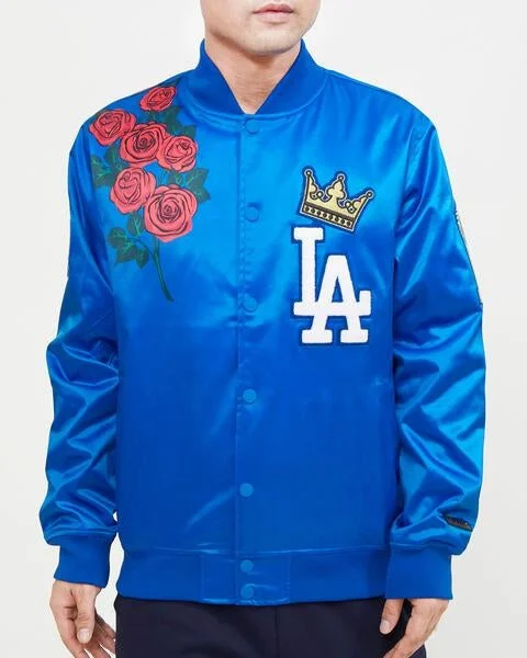 MLB LOS ANGELES DODGERS ROSE MEN'S SATIN JACKET (DOGERS BLUE)