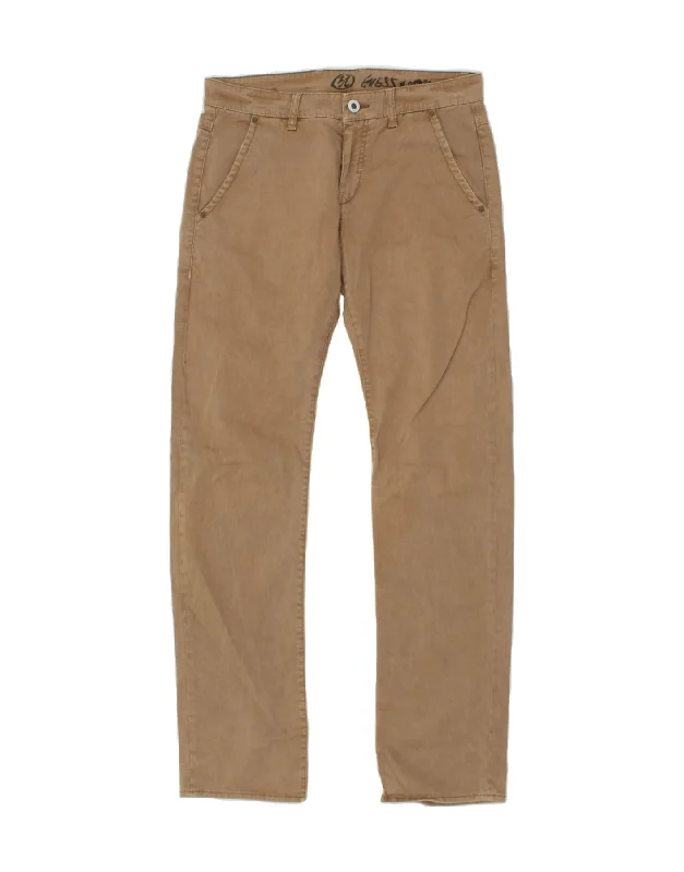 GUESS Mens Slim Chino Trousers W32 L32 Brown Cotton