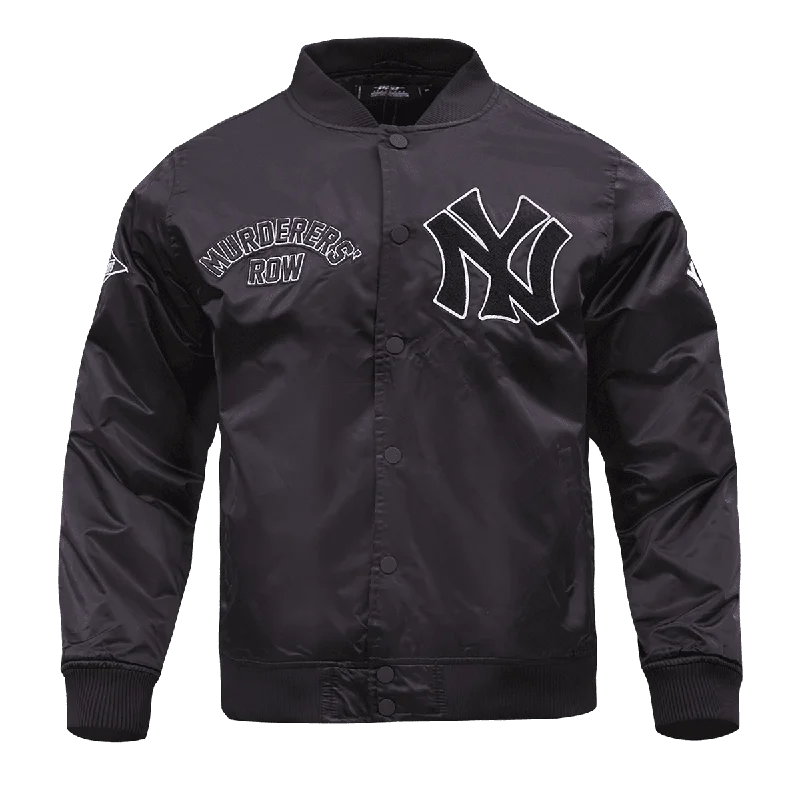 MLB NEW YORK YANKEES MURDERERS ROW CHEST HIT MEN'S SATIN JACKET (BLACK)