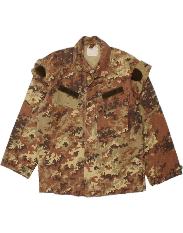 VINTAGE Mens Military Jacket IT 52 XL Brown Camouflage