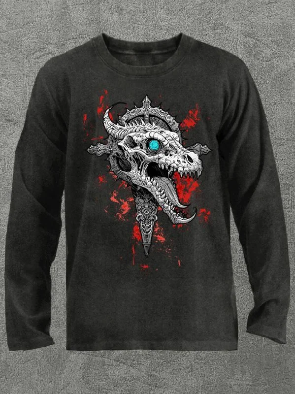 fierce crocodile Washed Gym Long Sleeve Shirt