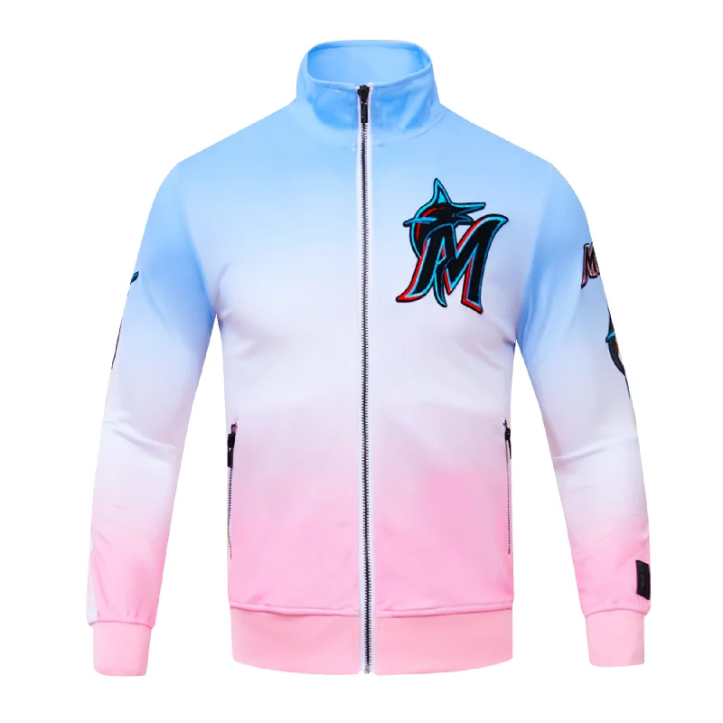 MLB MIAMI MARLINS LOGO MEN'S TRACK JACKET (BLUE/WHITE/PINK)