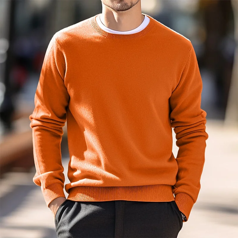 Men's Solid Color Basic Crew Neck Long Sleeve Sweater