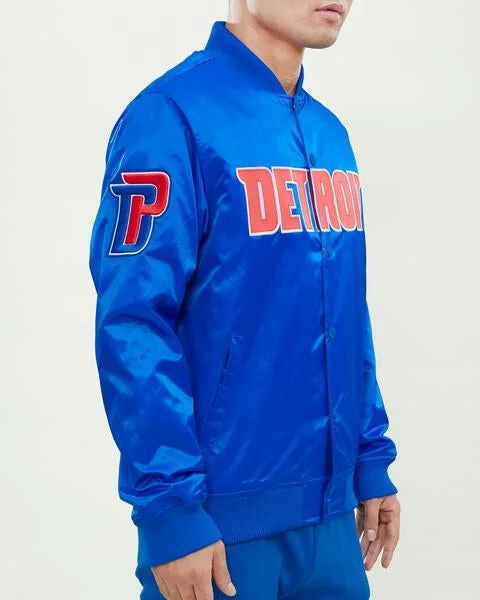 NBA DETROIT PISTONS WORDMARK MEN'S SATIN JACKET (ROYAL BLUE)