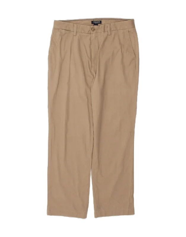 NAUTICA Mens Clipper Straight Chino Trousers W33 L30  Beige Cotton