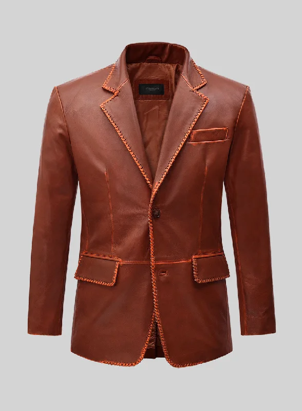 Rubbed Tan Brown Medieval Leather Blazer