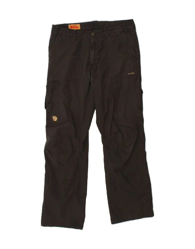 FJALL RAVEN Mens Straight Cargo Trousers IT 48 Medium W32 L32 Black