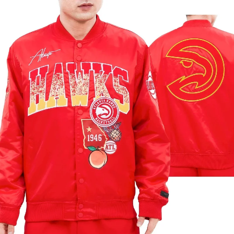 NBA ATLANTA HAWKS HOMETOWN MEN'S SATIN JACKET (RED)