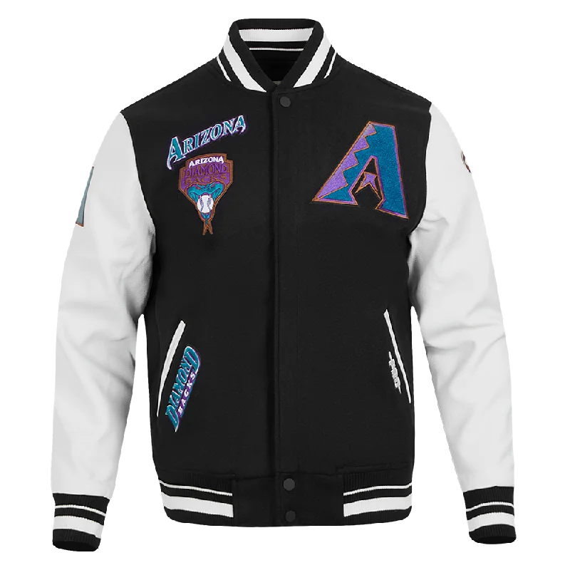 MLB ARIZONA DIAMONDBACKS RETRO CLASSIC MEN'S RIP WOOL VARSITY JACKET (BLACK/WHITE)