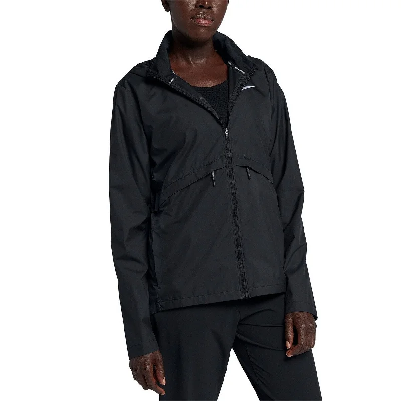 Nike Women's Essential Packable Hooded Running Jacket Black Size Medium