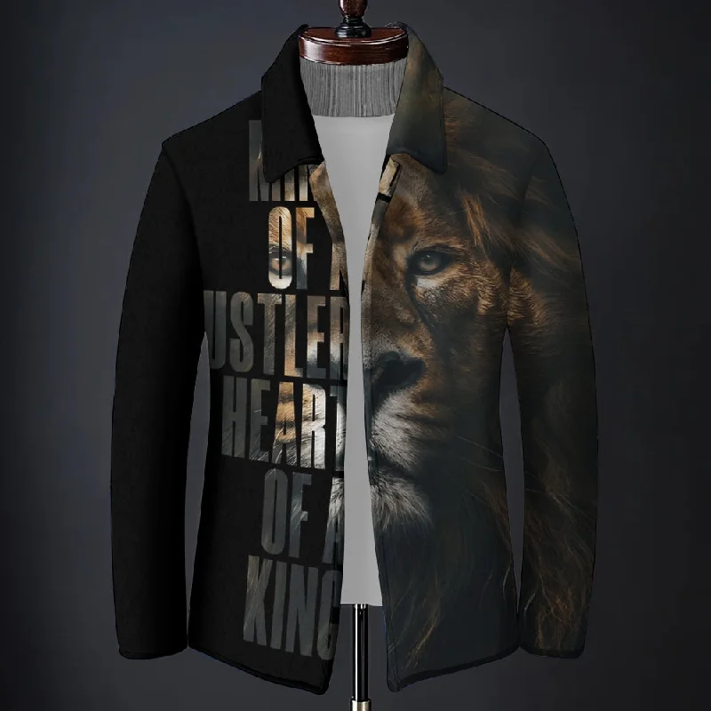 The Lion King Printed Long-Sleeved Woolen Coat 2409011535