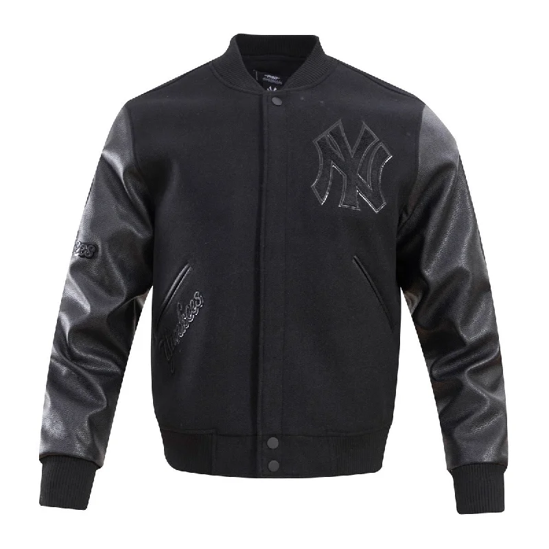 MLB NEW YORK YANKEES TRIPLE BLACK MEN'S VARSITY JACKET (BLACK)