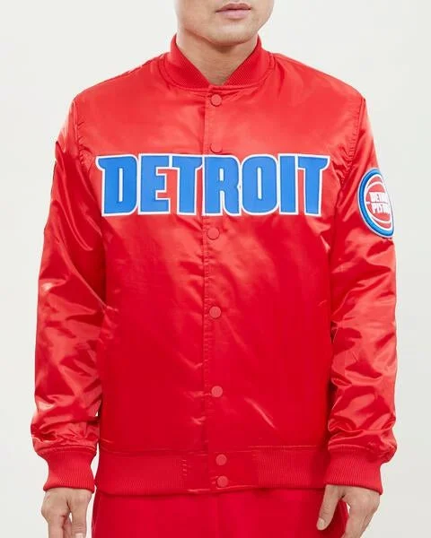 NBA DETROIT PISTONS WORDMARK MEN'S SATIN JACKET (RED)