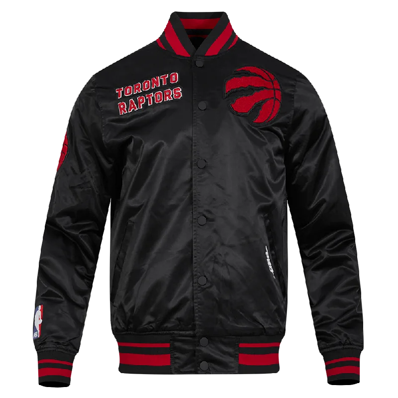 NBA TORONTO RAPTORS RETRO CLASSIC MEN'S RIB SATIN JACKET (BLACK/RED/BLACK)