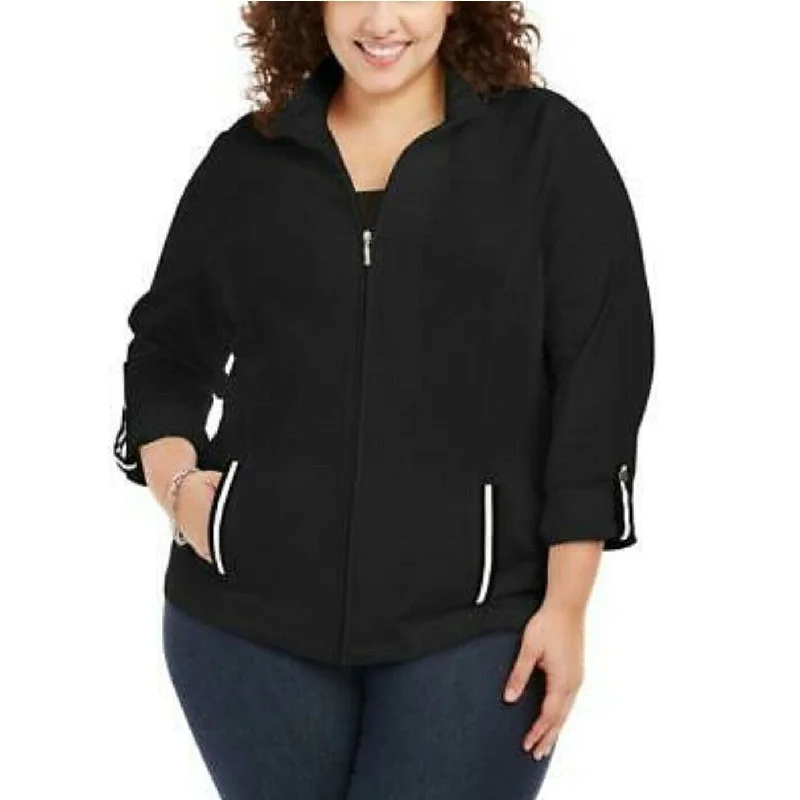 Karen Scott Women's Plus Size French Terry Jacket Black Size O-Small